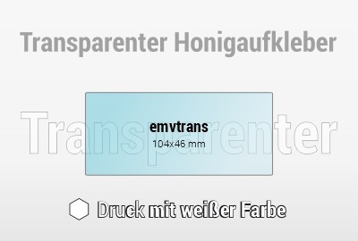Transparente Honigetiketten 104x46mm - weißer Druck
