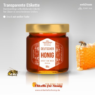 Transparenter Honigaufkleber &ndash; Farbe Wei&szlig; &ndash; emh2trans-bw 11