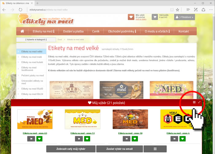 Výběr etikety na med do Mého výběru