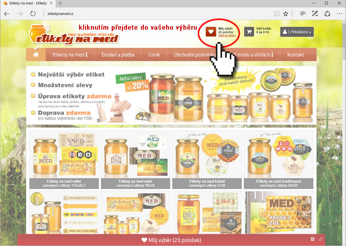 Výběr etikety na med do Mého výběru